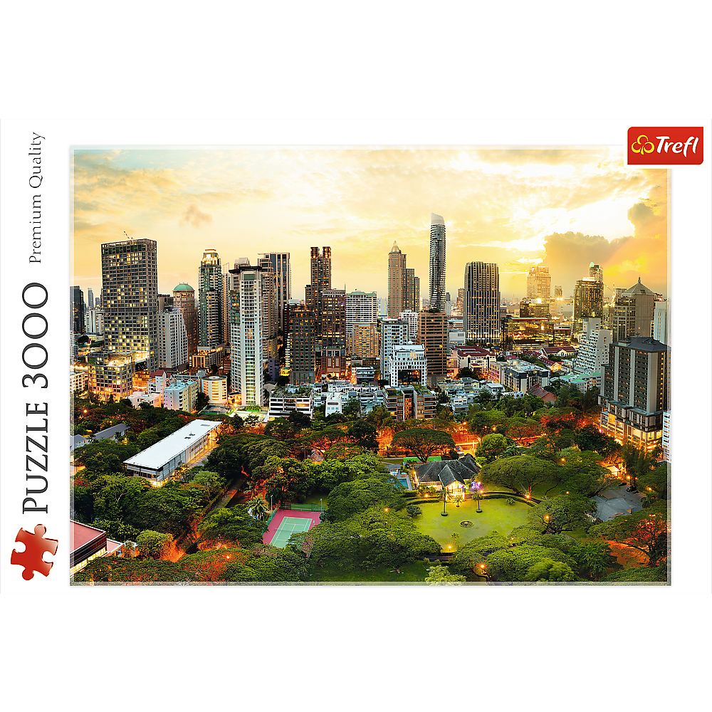 3000 Piece Jigsaw Puzzles, Sunset in Bangkok, Thailand, Cityscape puzzle, Adult Puzzle, Trefl 33060 Bridge Toys - Premium Jigsaw Puzzles