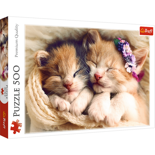 500 Piece Jigsaw Puzzles, Sleeping Kittens, Baby Animals, Pets, Cats, Adult Puzzles, Trefl 37271 Bridge Toys - Premium Jigsaw Puzzles
