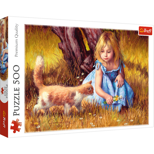 500 Piece Jigsaw Puzzles, In The Center of Attention, Jim Daly Puzzle with Little Girl and Cat, Adult Puzzles, Trefl 37291 Bridge Toys - Premium Jigsaw Puzzles