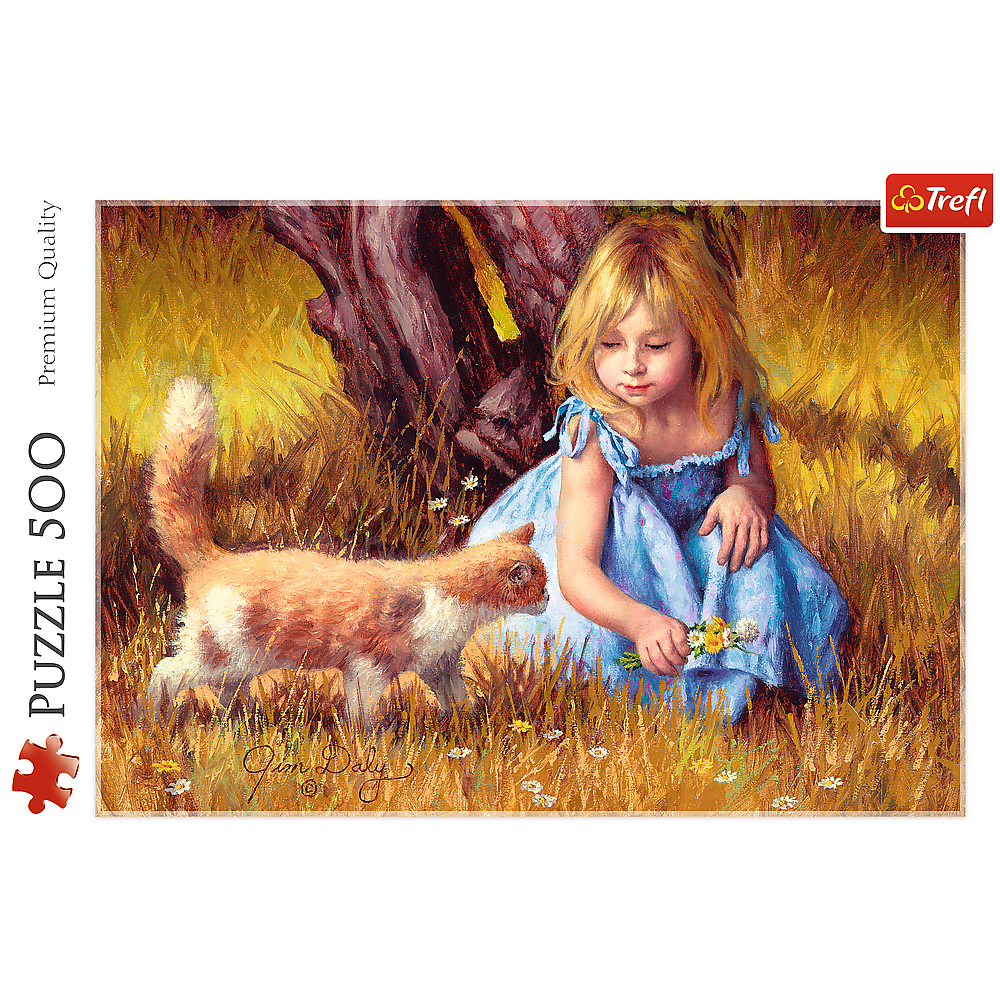 500 Piece Jigsaw Puzzles, In The Center of Attention, Jim Daly Puzzle with Little Girl and Cat, Adult Puzzles, Trefl 37291 Bridge Toys - Premium Jigsaw Puzzles