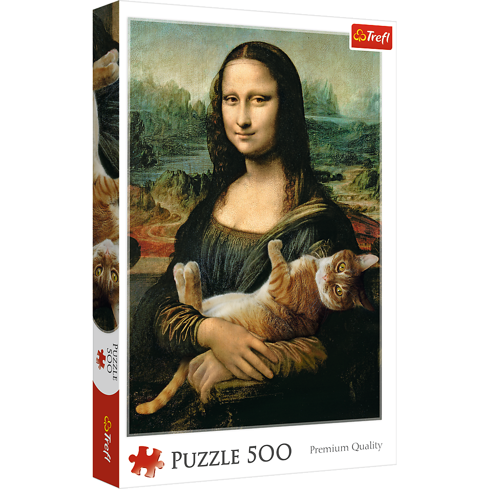 500 Piece Jigsaw Puzzles, Mona Lisa and a Purring Kitty, Da Vinci Puzzles, Art Puzzles, Adult Puzzles, Trefl 37294 Bridge Toys - Premium Jigsaw Puzzles