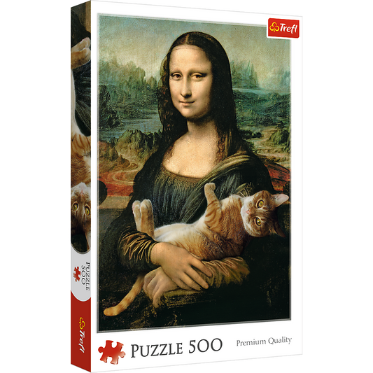 500 Piece Jigsaw Puzzles, Mona Lisa and a Purring Kitty, Da Vinci Puzzles, Art Puzzles, Adult Puzzles, Trefl 37294 Bridge Toys - Premium Jigsaw Puzzles