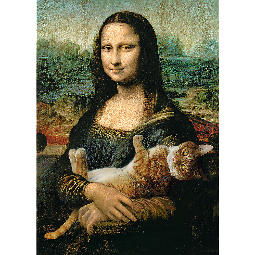 500 Piece Jigsaw Puzzles, Mona Lisa and a Purring Kitty, Da Vinci Puzzles, Art Puzzles, Adult Puzzles, Trefl 37294 Bridge Toys - Premium Jigsaw Puzzles