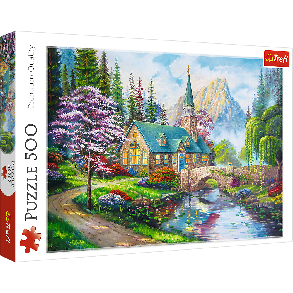 500 Piece Jigsaw Puzzles, Woodland Seclusion, Idyllic Landscape, Mountains and River, Cottage Puzzle, Adult Puzzles, Trefl 37327 Bridge Toys - Premium Jigsaw Puzzles