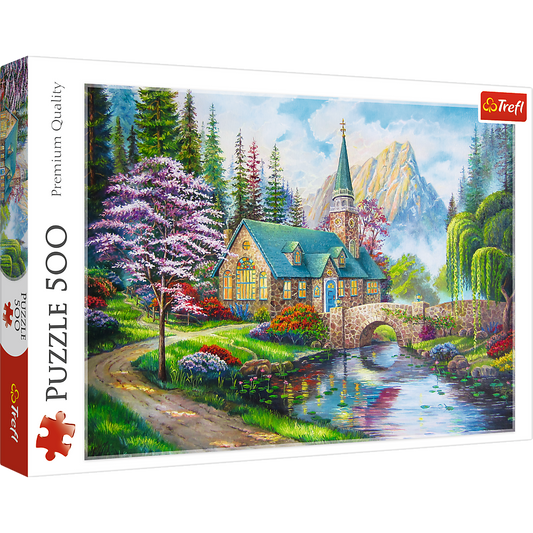 500 Piece Jigsaw Puzzles, Woodland Seclusion, Idyllic Landscape, Mountains and River, Cottage Puzzle, Adult Puzzles, Trefl 37327 Bridge Toys - Premium Jigsaw Puzzles
