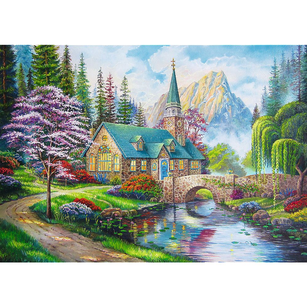 500 Piece Jigsaw Puzzles, Woodland Seclusion, Idyllic Landscape, Mountains and River, Cottage Puzzle, Adult Puzzles, Trefl 37327 Bridge Toys - Premium Jigsaw Puzzles