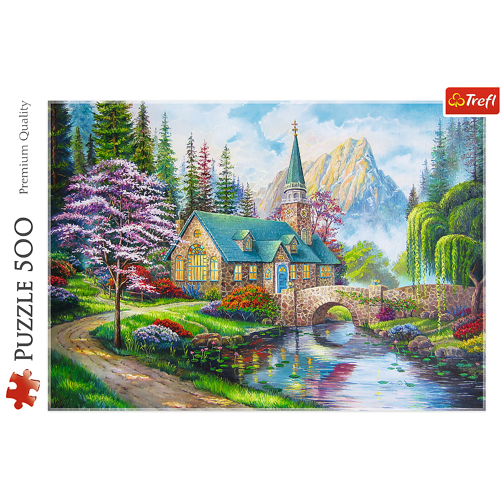 500 Piece Jigsaw Puzzles, Woodland Seclusion, Idyllic Landscape, Mountains and River, Cottage Puzzle, Adult Puzzles, Trefl 37327 Bridge Toys - Premium Jigsaw Puzzles