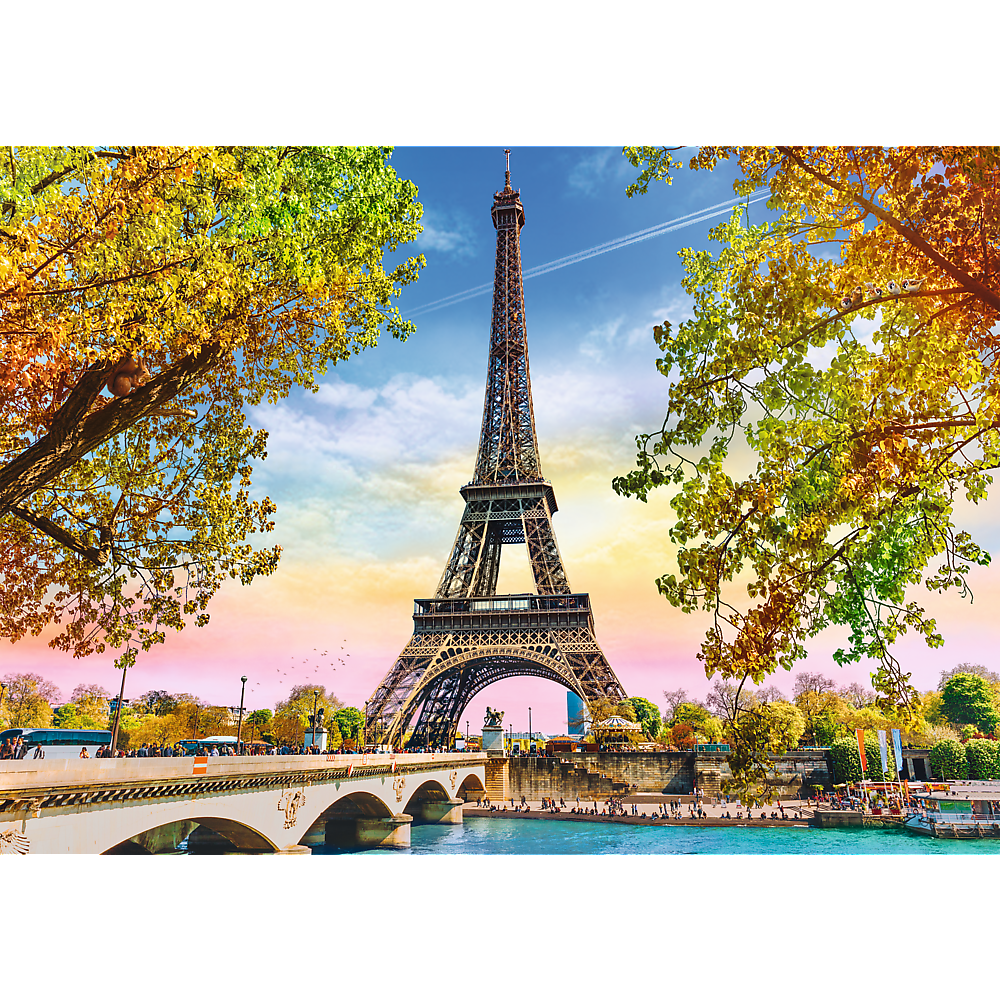 500 Piece Jigsaw Puzzles, Romantic Paris, France, Eiffel Tower in the Fall, Iconic Monuments, Adult Puzzles, Trefl 37330 Bridge Toys - Premium Jigsaw Puzzles