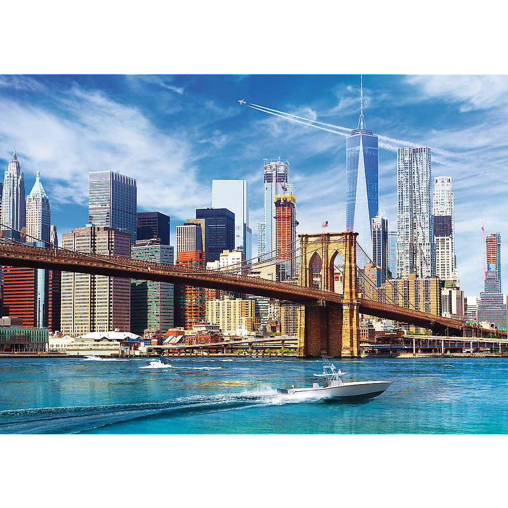 500 Piece Jigsaw Puzzles, View of New York, Puzzle of the USA, City Skyline Puzzle, New York Harbor and Bridge Puzzle, Adult Puzzles, Trefl 37331 Bridge Toys - Premium Jigsaw Puzzles
