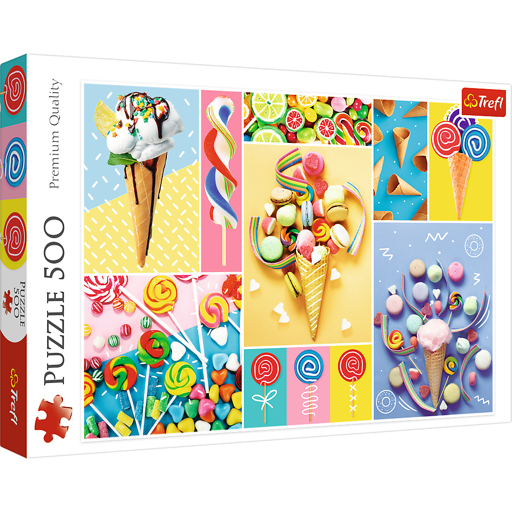 500 Piece Jigsaw Puzzle, Favorite Sweets, Candy and Ice Cream Puzzle, Adult Puzzles, Trefl 37335 Bridge Toys - Premium Jigsaw Puzzles