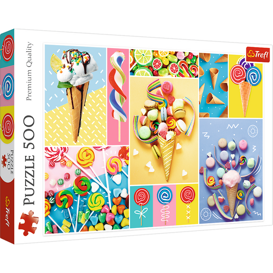 500 Piece Jigsaw Puzzle, Favorite Sweets, Candy and Ice Cream Puzzle, Adult Puzzles, Trefl 37335 Bridge Toys - Premium Jigsaw Puzzles