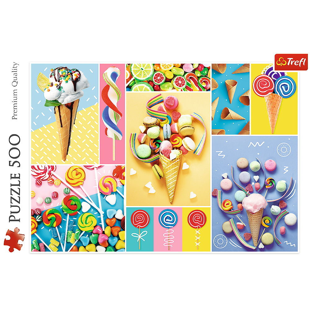 500 Piece Jigsaw Puzzle, Favorite Sweets, Candy and Ice Cream Puzzle, Adult Puzzles, Trefl 37335 Bridge Toys - Premium Jigsaw Puzzles