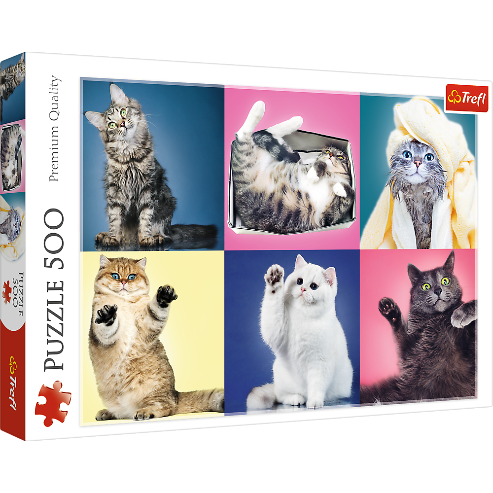 500 Piece Jigsaw Puzzle, Kittens, Silly Pets, Cat Collage, Adult Puzzles, Trefl 37377 Bridge Toys - Premium Jigsaw Puzzles