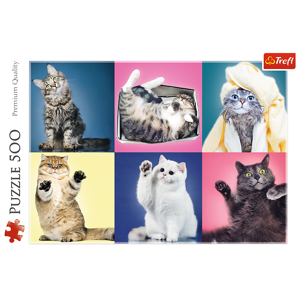 500 Piece Jigsaw Puzzle, Kittens, Silly Pets, Cat Collage, Adult Puzzles, Trefl 37377 Bridge Toys - Premium Jigsaw Puzzles