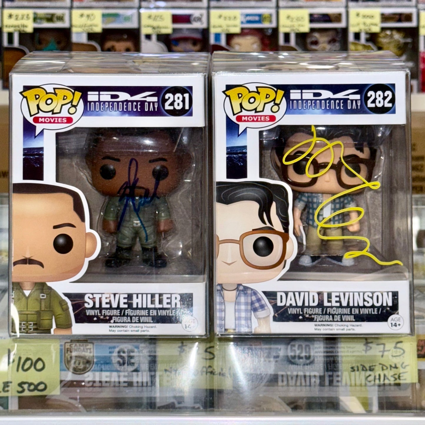 Will Smith (Steve Hiller) & Jeff Goldblum (David Levinson) Signed Independence Day Funko Pop! JSA & PSA COA Set of 2 Mustang Comics