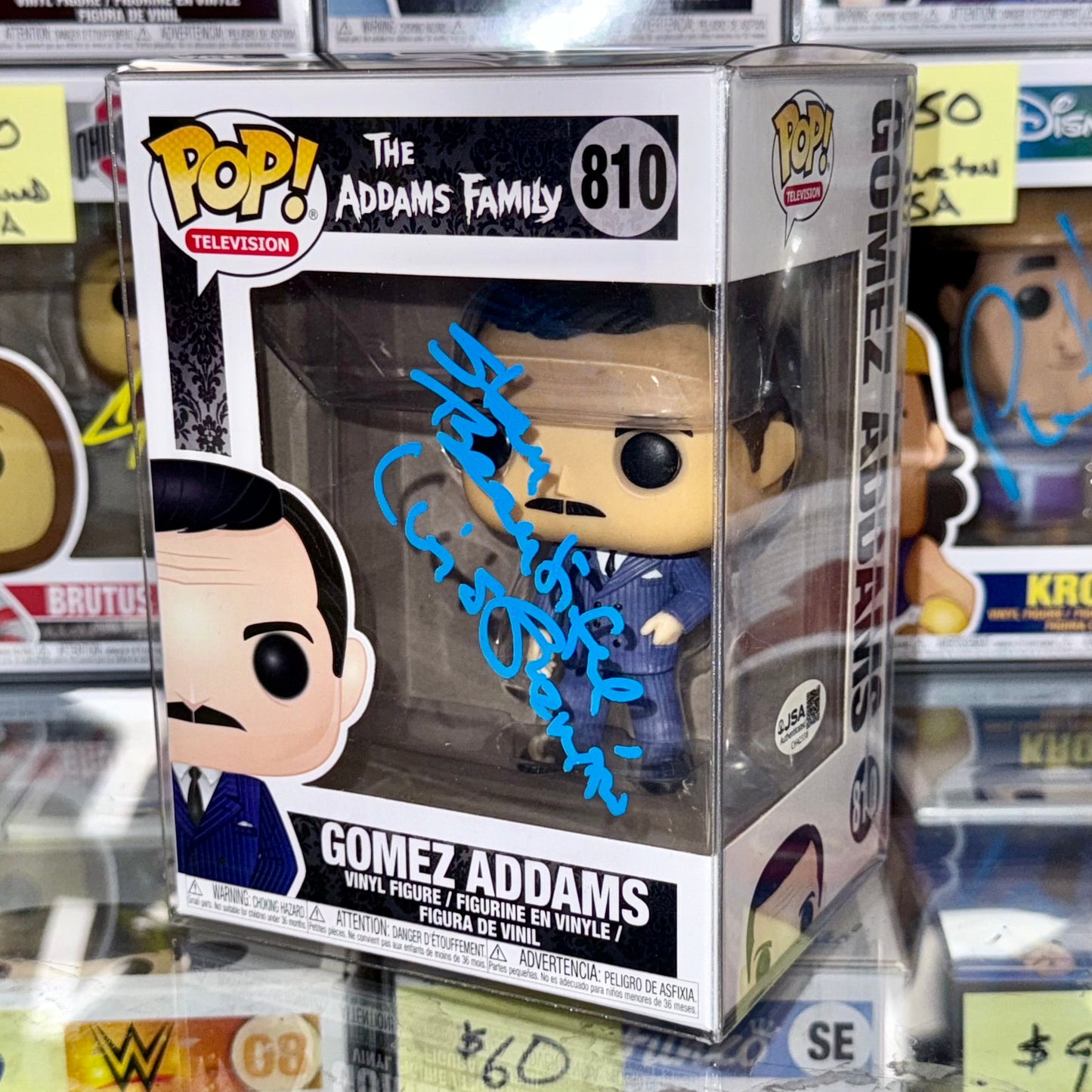 Luis Guzman Signed Gomez The Addams Family Wednesday Funko Pop! #810 With JSA COA Mustang Comics