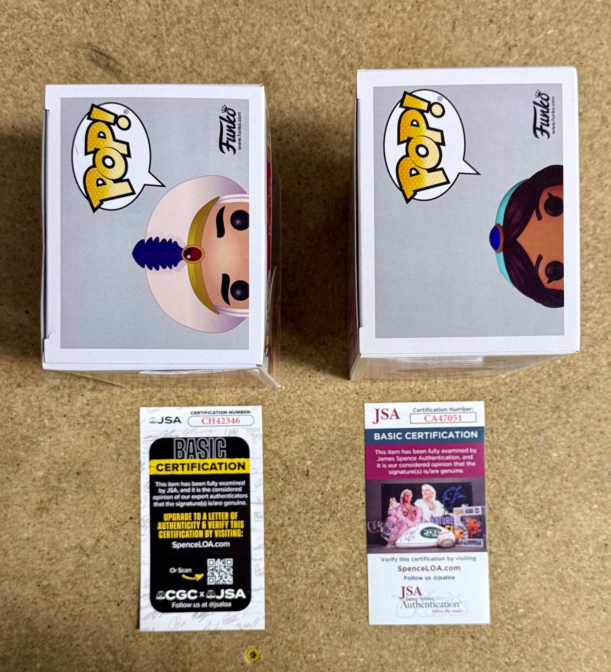 Linda Larkin & Scott Weinger Signed Disney Aladdin (Prince Ali) & Princess Jasmine Funko Pop! With JSA COA Mustang Comics