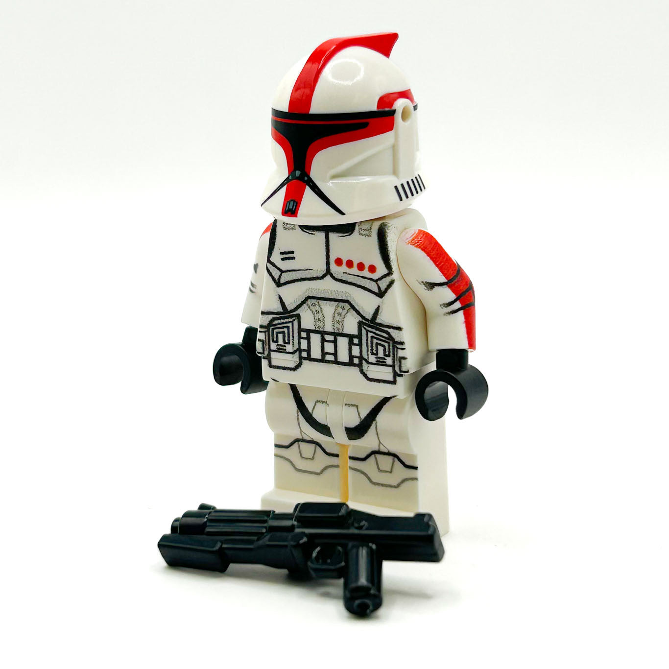 Custom Commander Clone Trooper (Red, Phase 1) Minifig made using LEGO parts - B3 Customs B3 Customs
