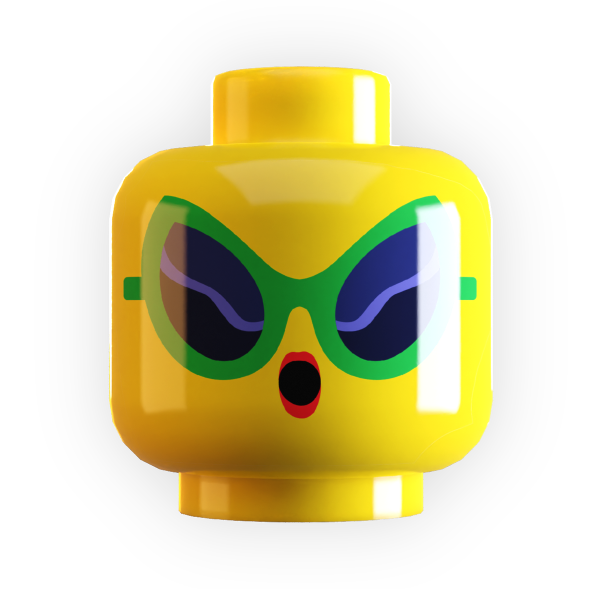 Retro Alien Sunglasses Minifig Head made using LEGO part B3 Customs