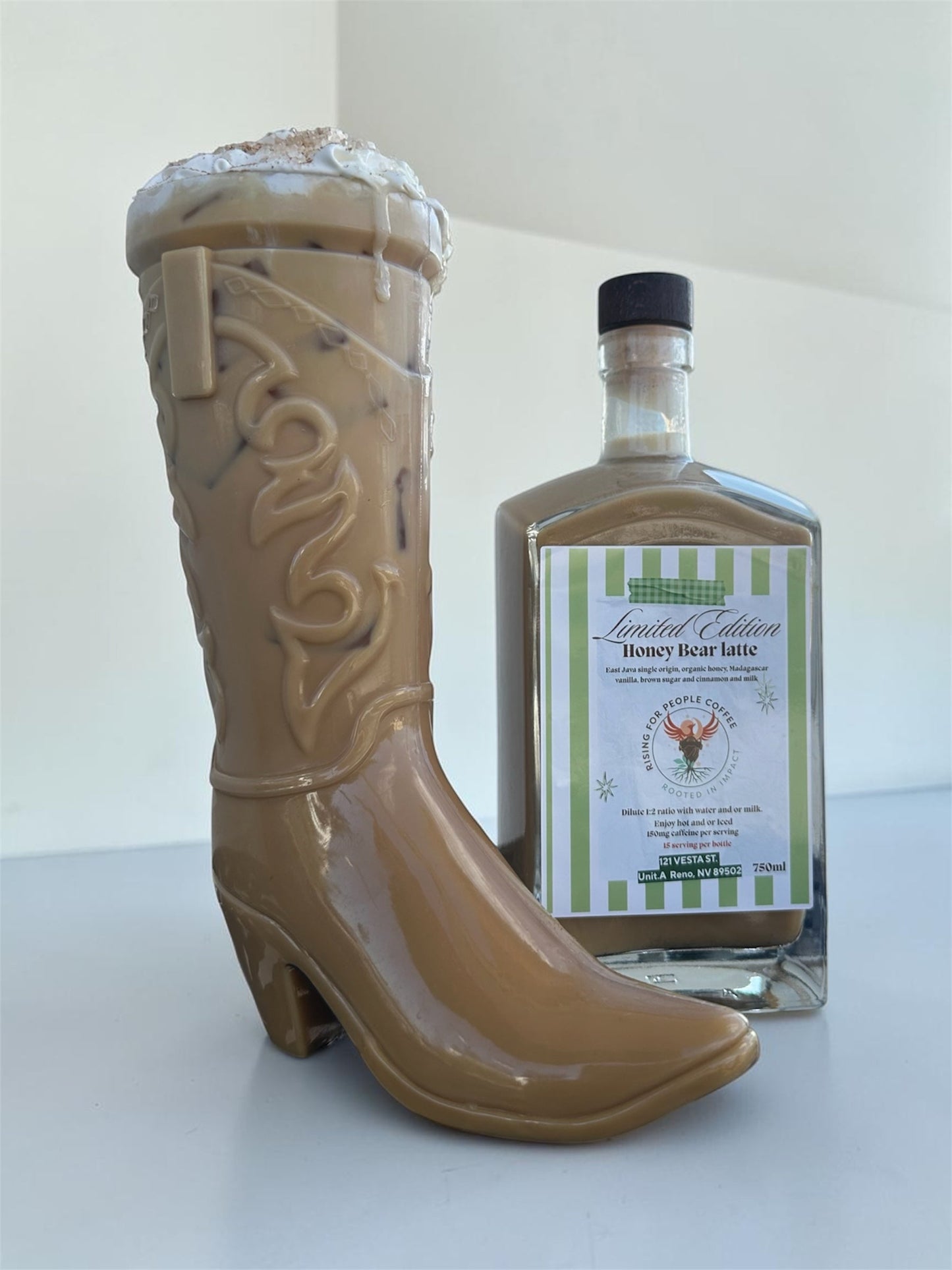 750ml Honey Bear Latte w/ 30oz Cowboy Boot Mug