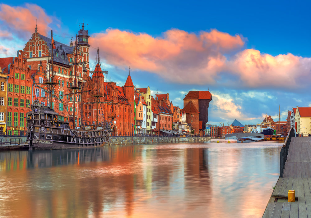 500 Piece Jigsaw Puzzle, Colors of Gdansk, Poland, Historical puzzle, Waterline, Adult Puzzle, Castorland B-53933 Bridge Toys - Premium Jigsaw Puzzles