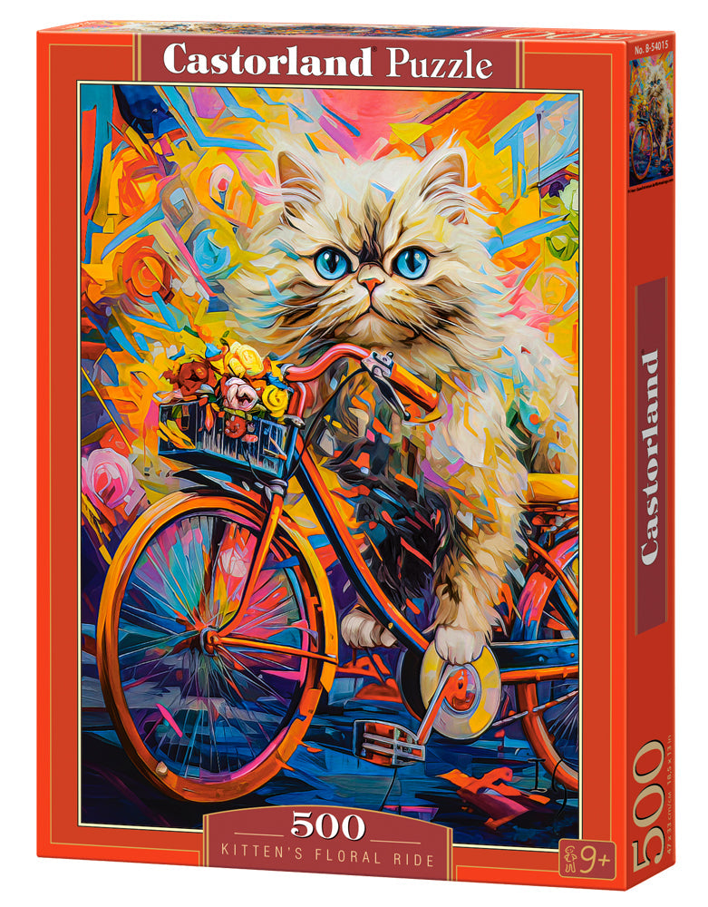 500 Piece Jigsaw Puzzle, Kitten's Floral Ride, Animal puzzle, Kitten, Adult Puzzle, Castorland B-54015 Bridge Toys - Premium Jigsaw Puzzles