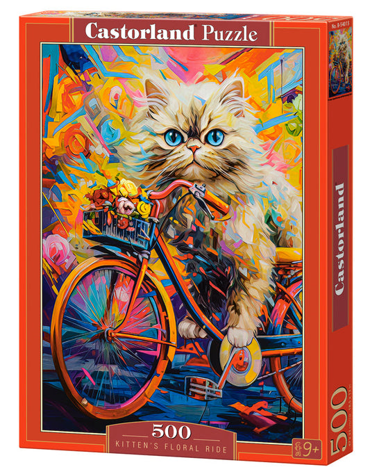 500 Piece Jigsaw Puzzle, Kitten's Floral Ride, Animal puzzle, Kitten, Adult Puzzle, Castorland B-54015 Bridge Toys - Premium Jigsaw Puzzles