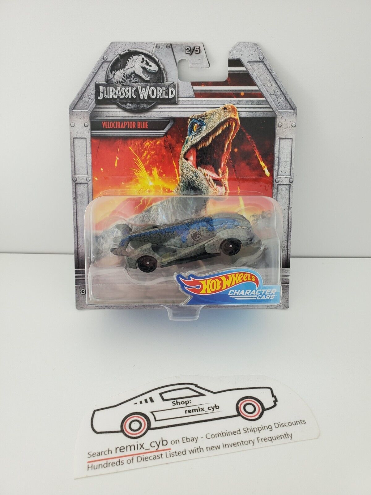 2017 Hot Wheels Character Cars Jurassic World VELOCIRAPTOR BLUE Jeff's Diecast & Collectibles