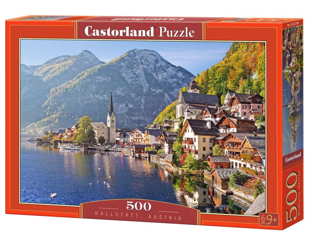 500 piece Jigsaw Puzzle, Hallstatt, Austria, Idyllic Landscape, Tyrolean Alps, Adult Puzzles, Castorland B-52189 Bridge Toys - Premium Jigsaw Puzzles