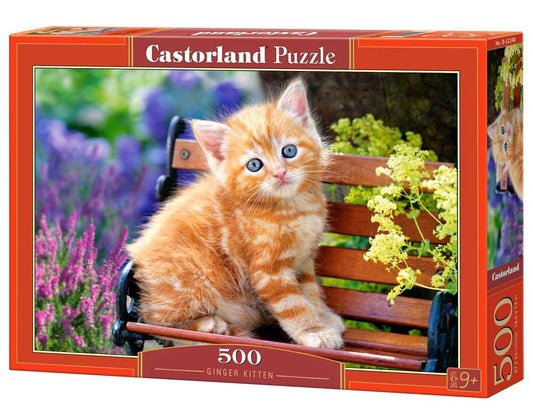 500 Piece Jigsaw Puzzle, Ginger Kitten, Animal puzzle, Cat puzzle, Kittie puzzle, Cute cat, Adult Puzzles, Castorland B-52240 Bridge Toys - Premium Jigsaw Puzzles
