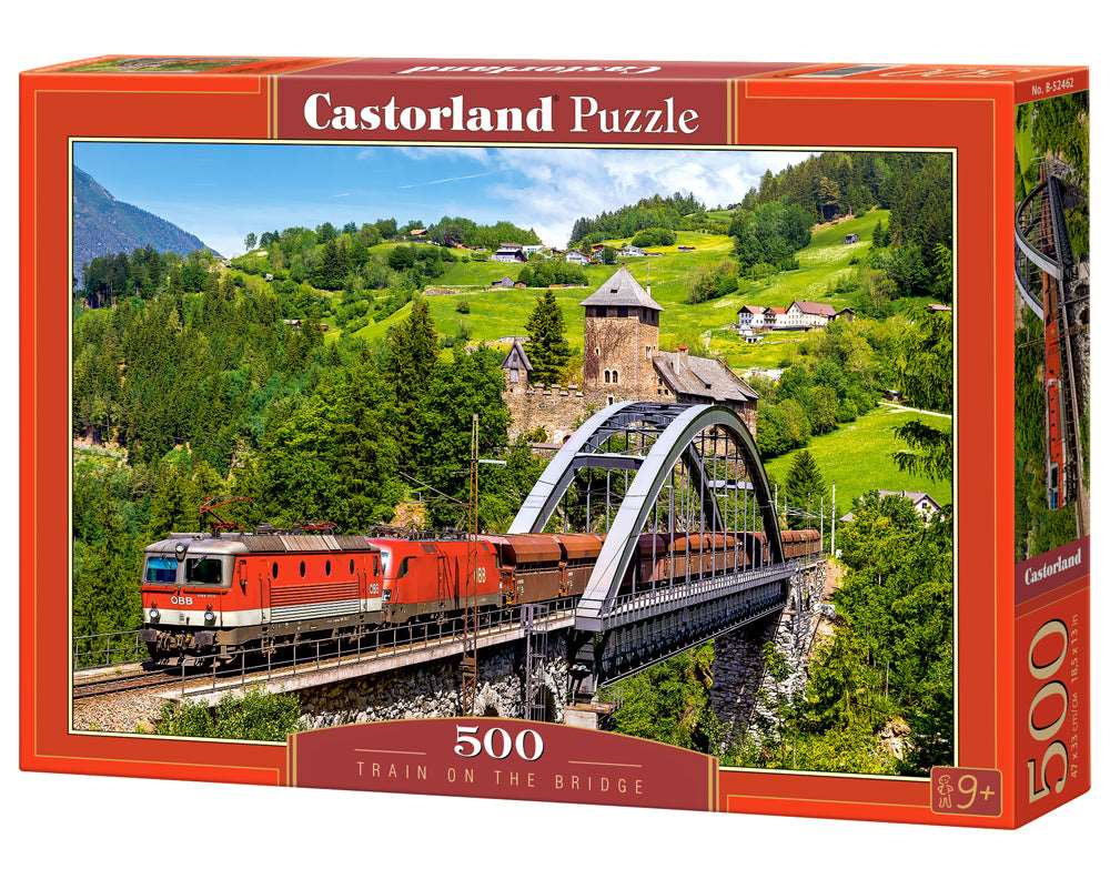 500 Piece Jigsaw Puzzle, Train on the Bridge, Mountain Train, Locomotive Puzzle, Train puzzle, Adult Puzzles, Castorland B-52462 Bridge Toys - Premium Jigsaw Puzzles