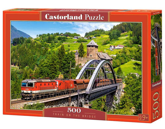 500 Piece Jigsaw Puzzle, Train on the Bridge, Mountain Train, Locomotive Puzzle, Train puzzle, Adult Puzzles, Castorland B-52462 Bridge Toys - Premium Jigsaw Puzzles
