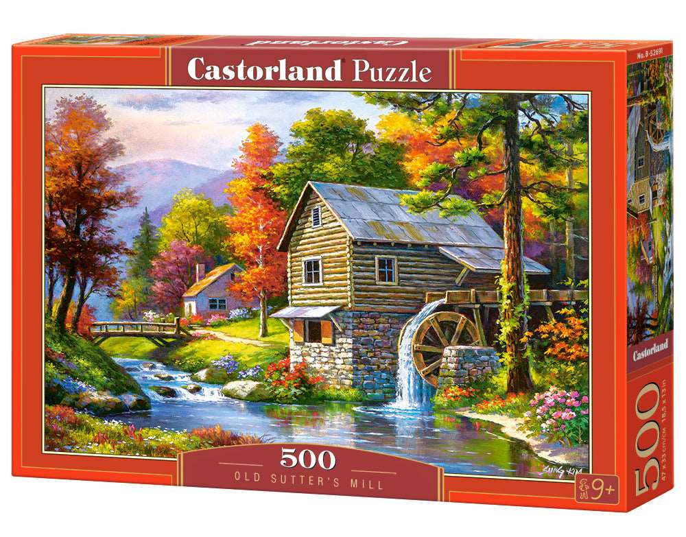 500 Piece Jigsaw Puzzle, Old Sutter’s Mill, Charming Nook, Pond, Countryside, Adult Puzzles, Castorland B-52691 Bridge Toys - Premium Jigsaw Puzzles