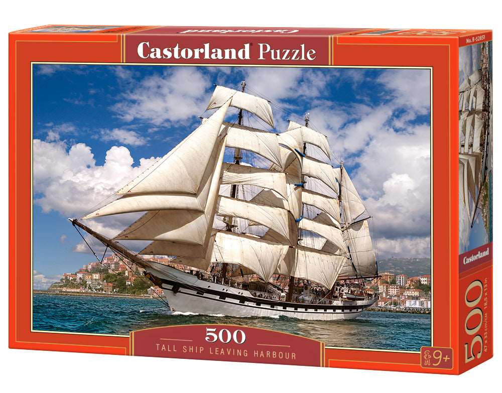 500 Piece Jigsaw Puzzle, Tall Ship Leaving Harbor, Cruise, Sailing Ship Puzzle, Ocean Puzzle, Adult Puzzles, Castorland B-52851 Bridge Toys - Premium Jigsaw Puzzles