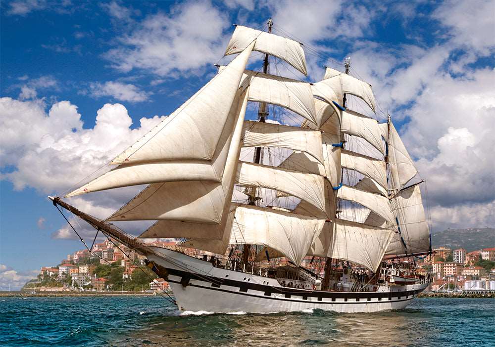500 Piece Jigsaw Puzzle, Tall Ship Leaving Harbor, Cruise, Sailing Ship Puzzle, Ocean Puzzle, Adult Puzzles, Castorland B-52851 Bridge Toys - Premium Jigsaw Puzzles