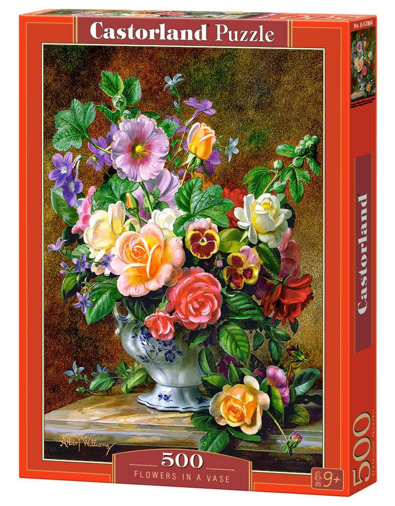 500 Piece Jigsaw Puzzle, Flowers in a Vase, Flower and plants Puzzle, Albert Williams, Painting Puzzle, Adult Puzzles, Castorland B-52868 Bridge Toys - Premium Jigsaw Puzzles