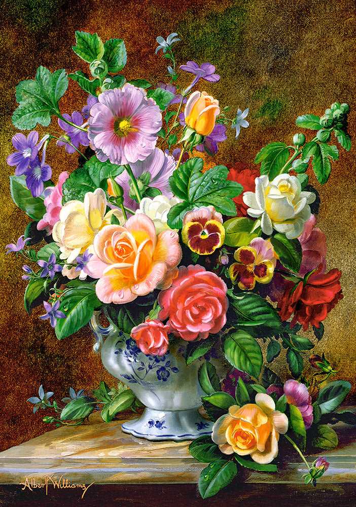 500 Piece Jigsaw Puzzle, Flowers in a Vase, Flower and plants Puzzle, Albert Williams, Painting Puzzle, Adult Puzzles, Castorland B-52868 Bridge Toys - Premium Jigsaw Puzzles
