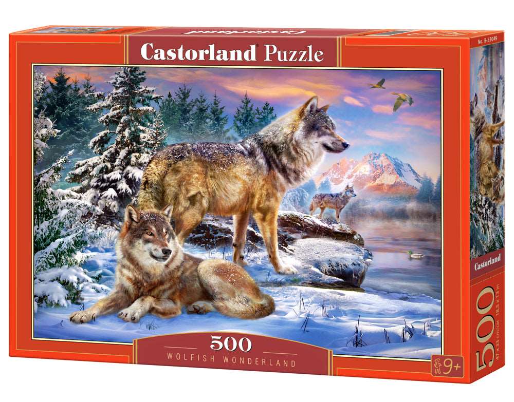 500 Piece Jigsaw Puzzle, Wolfish Wonderland, Winter scenery, Animal Puzzle, Adult Puzzles, Castorland B-53049 Bridge Toys - Premium Jigsaw Puzzles