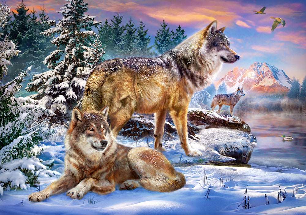 500 Piece Jigsaw Puzzle, Wolfish Wonderland, Winter scenery, Animal Puzzle, Adult Puzzles, Castorland B-53049 Bridge Toys - Premium Jigsaw Puzzles