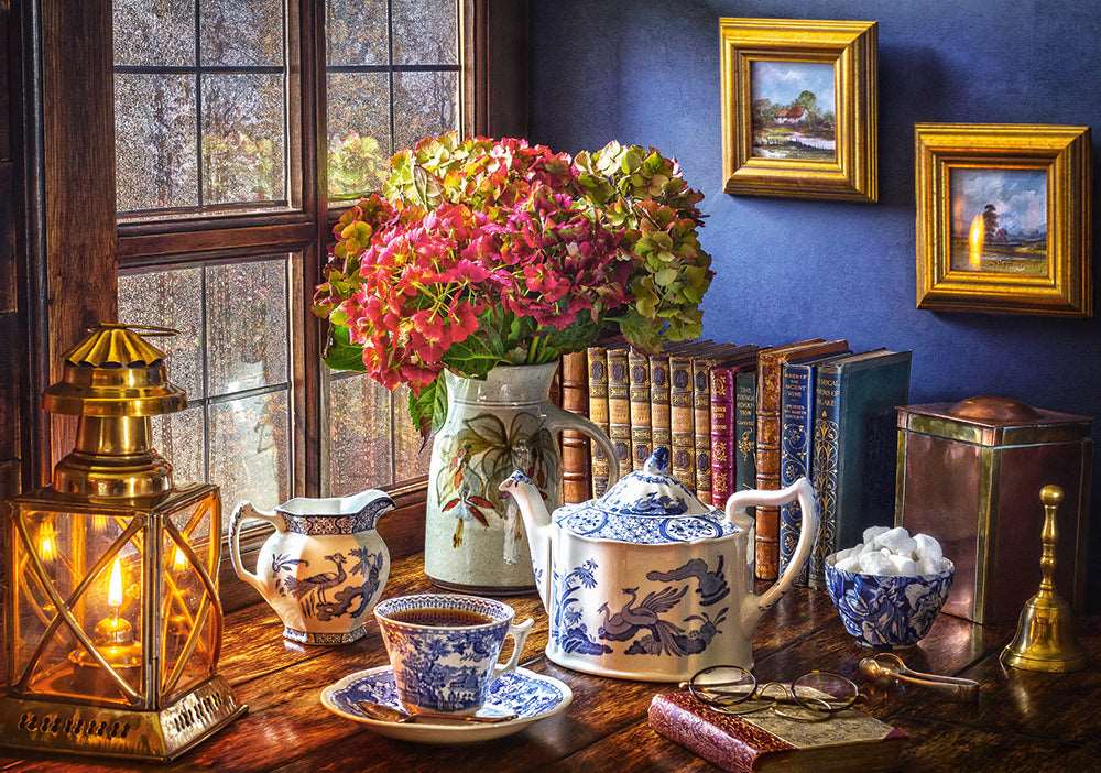 500 Piece Jigsaw Puzzle, Tea Time, Classic interior, old fashioned furniture, oil lamp, beautiful vase, Adult Puzzles, Castorland B-53070 Bridge Toys - Premium Jigsaw Puzzles
