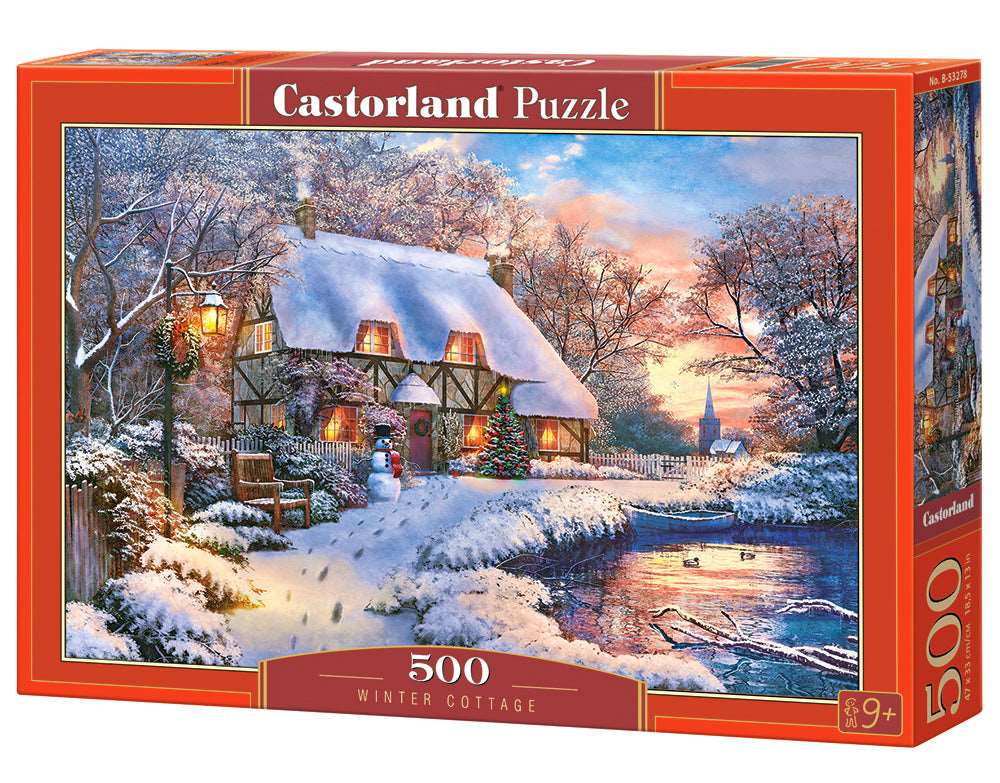 500 Piece Jigsaw Puzzle, Winter Cottage, Charming Nook, Countryside, Winter puzzle, Adult Puzzles, Castorland B-53278 Bridge Toys - Premium Jigsaw Puzzles