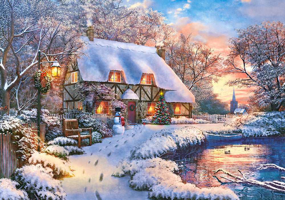 500 Piece Jigsaw Puzzle, Winter Cottage, Charming Nook, Countryside, Winter puzzle, Adult Puzzles, Castorland B-53278 Bridge Toys - Premium Jigsaw Puzzles