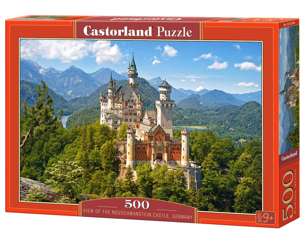 500 Piece Jigsaw Puzzle, View of the Neuschwanstein Castle, Bavarian Alps, Germany, Castle puzzle, Adult Puzzles, Castorland B-53544 Bridge Toys - Premium Jigsaw Puzzles