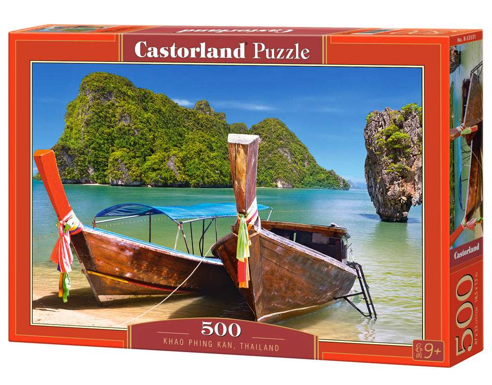 500 Piece Jigsaw Puzzle, Khao Phing Kan, Thailand, Asia, Holiday puzzle, touristic place, beach, ocean puzzle, Adult Puzzles, Castorland B-53551 Bridge Toys - Premium Jigsaw Puzzles