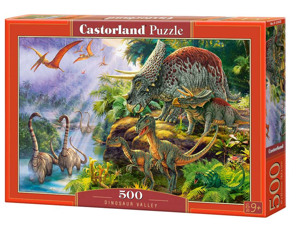 500 Piece Jigsaw Puzzle, Dinosaur Valley, Prehistoric scenery, dinosaur puzzle, prehistoric animal, Adult Puzzles, Castorland B-53643 Bridge Toys - Premium Jigsaw Puzzles