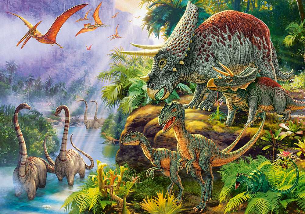 500 Piece Jigsaw Puzzle, Dinosaur Valley, Prehistoric scenery, dinosaur puzzle, prehistoric animal, Adult Puzzles, Castorland B-53643 Bridge Toys - Premium Jigsaw Puzzles