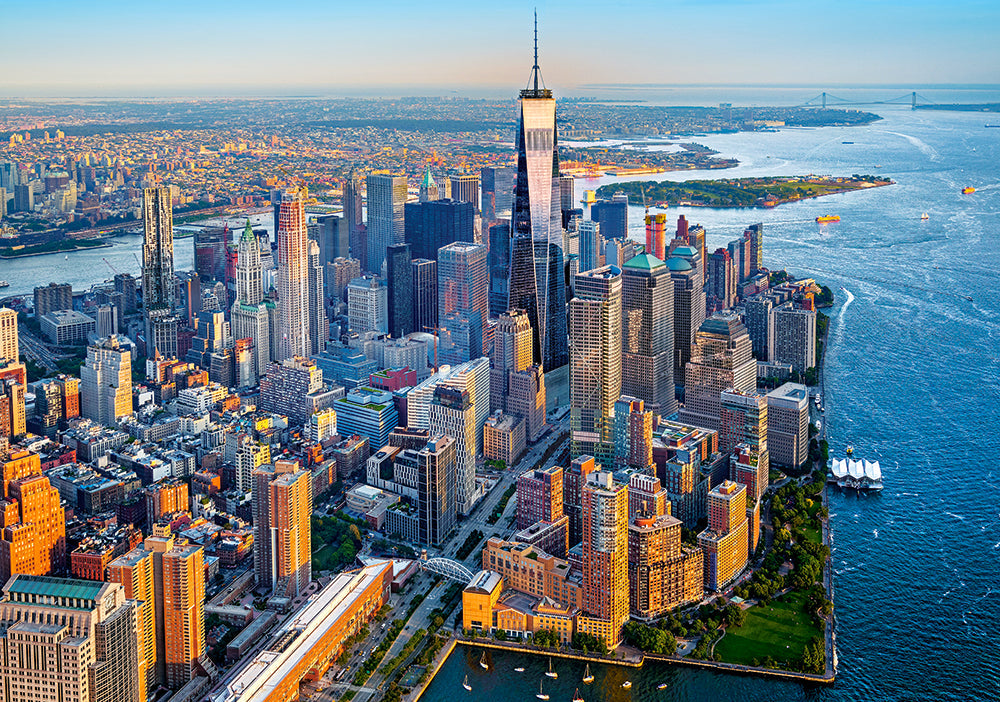 500 Piece Jigsaw Puzzle, Sunset over Manhattan, New York, NYC, cityscape puzzle, USA, Adult Puzzles, Castorland B-53674 Bridge Toys - Premium Jigsaw Puzzles