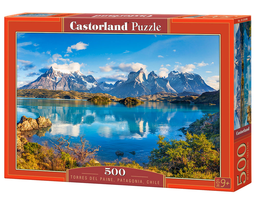 500 Piece Jigsaw Puzzle, Torres Del Paine, Patagonia, Mountain Landscape, Chile, Adult Puzzles, Castorland B-53698 Bridge Toys - Premium Jigsaw Puzzles