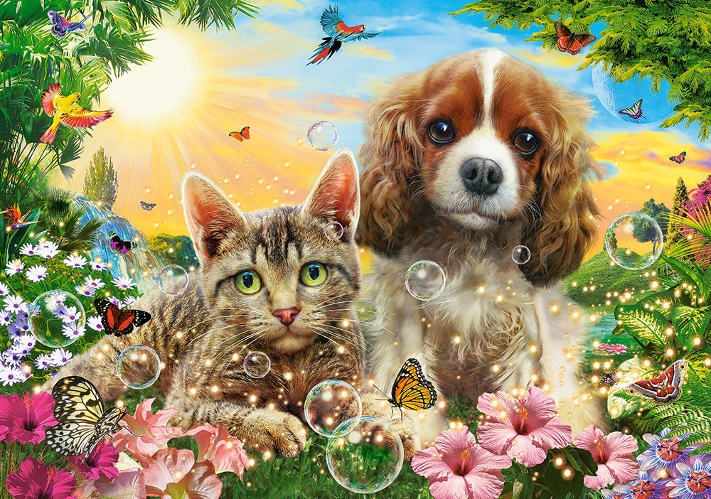 500 Piece Jigsaw Puzzle, Best Pals, Cats and Dogs, Animal puzzles, sweety Puppy and Kitten, Adult Puzzles, Castorland B-53728 Bridge Toys - Premium Jigsaw Puzzles