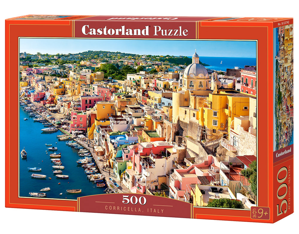 500 Piece Jigsaw Puzzle, Corricella, Italy, Seaside, Summer holiday place, Adult Puzzle, Castorland B-53742 Bridge Toys - Premium Jigsaw Puzzles